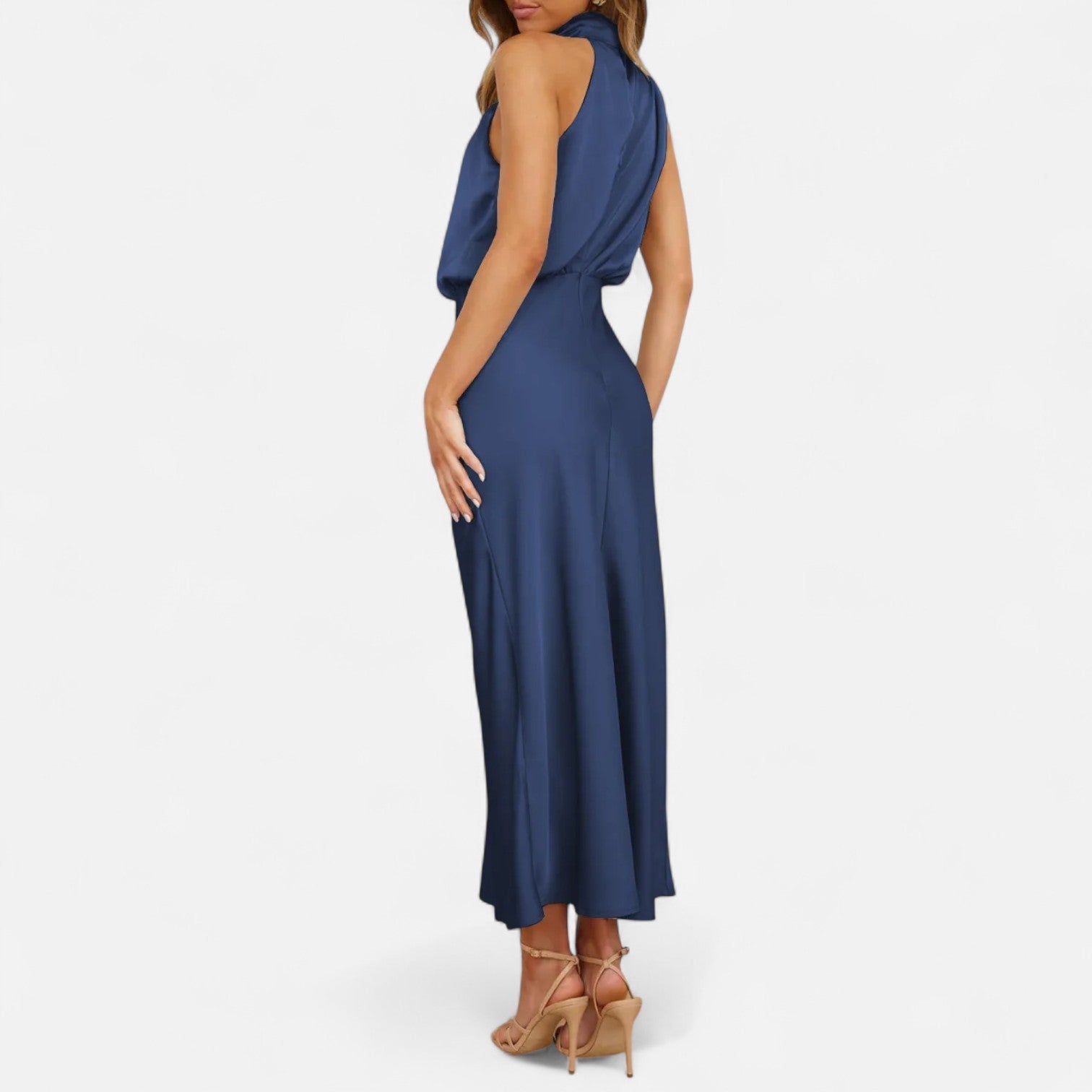 Women’s Satin Sleeveless Long Dress – Fluid Drape, Timeless Elegance