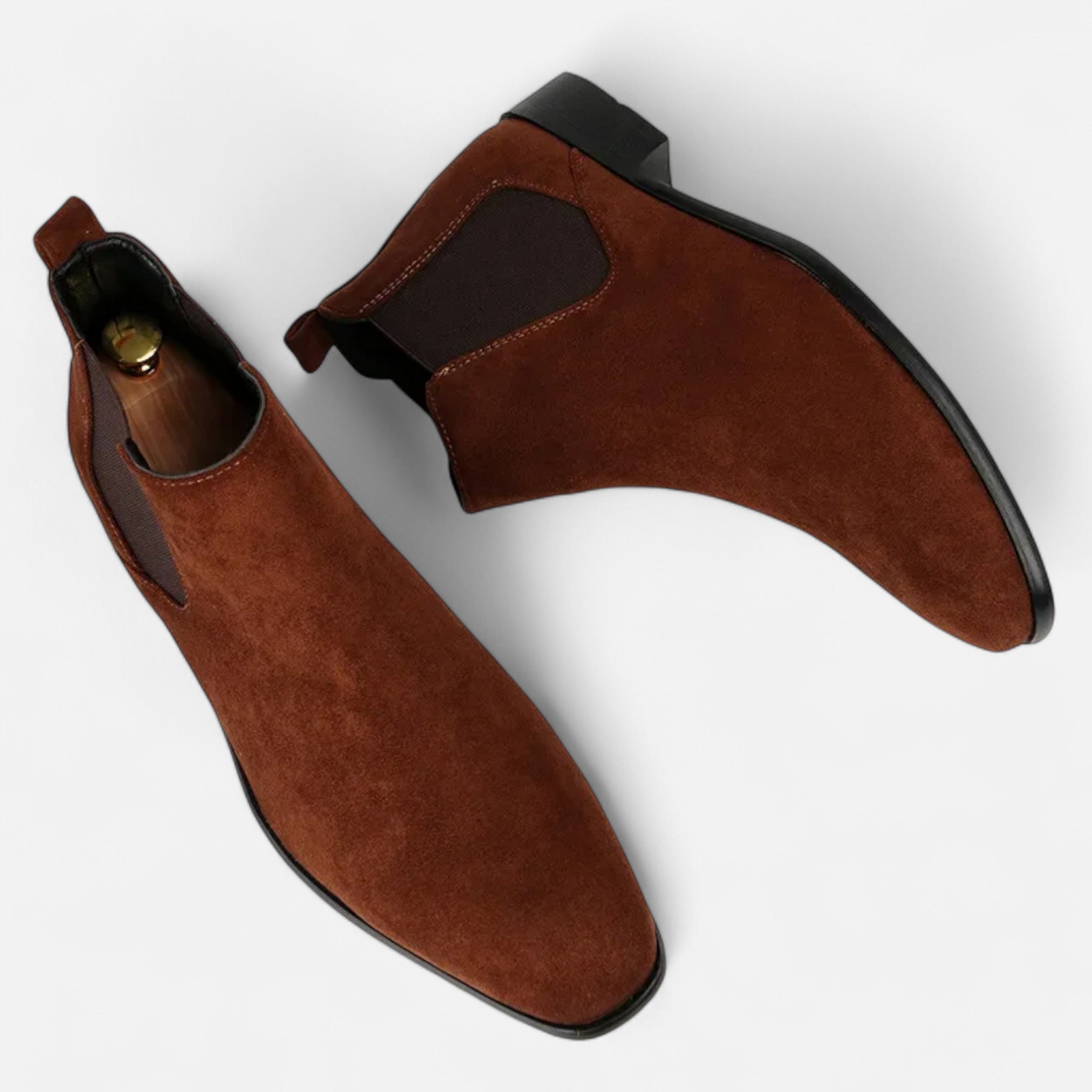 Men’s Suede Square-Toe Chelsea Boots